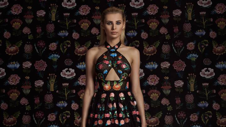 In Rami Kadi’s latest collection, ‘Standing In the Shadow of Women’, black leather and silicone coexist with lace and florals, offset by brightly-coloured sequins.