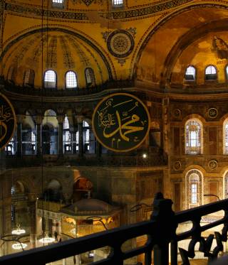 The Hagia Sophia. In its almost 1500 years of existence, it has been a a highly politicised symbol for different abrahamic religions and sects. 